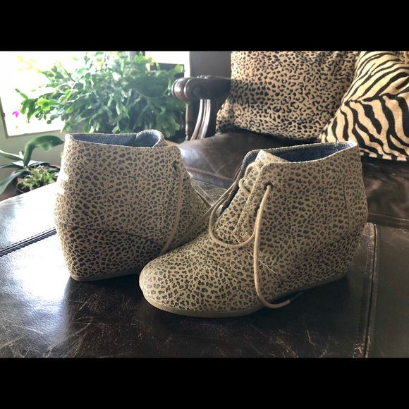 leopard print wedge booties